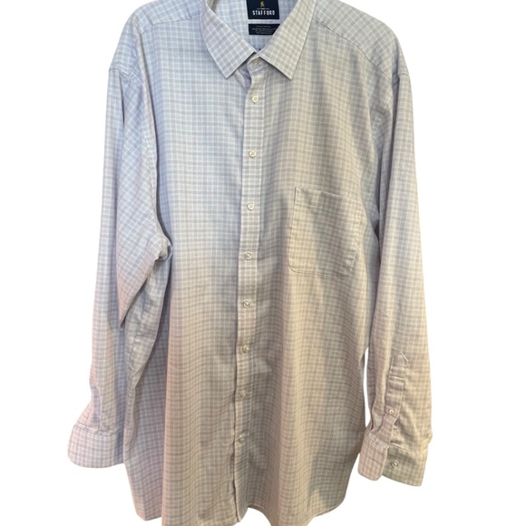 Stafford Men's lilac and purple Plaid Button front Shirt men’s XXLXT X-Tall fit - Picture 1 of 9